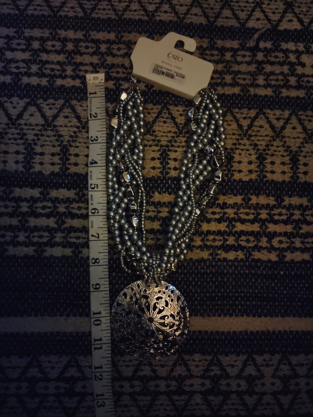 Cato Silver and Pewter Multi-Strand Pearl Pendant Necklace - Picture 2 of 5